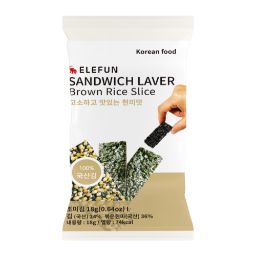 Elephant Sandwich Seaweed 10 Packs Spicy Brown Rice Diet Snack Seaweed Snack, Seaweed Bugak